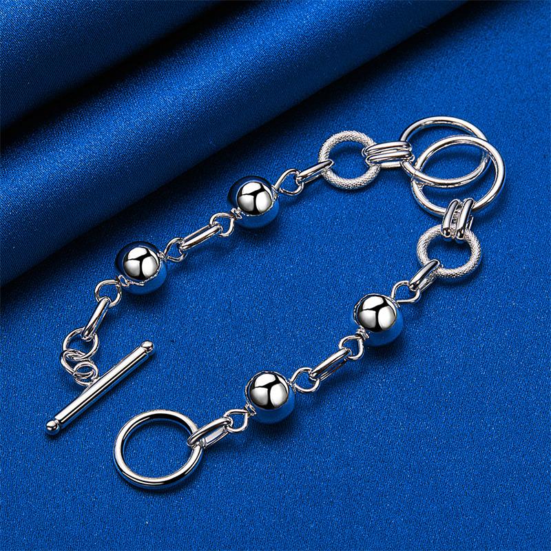 925 sterling silver 8-inch smooth bead bracelet, fashionable women's wedding party jewelry accessories
