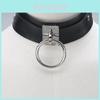 Fashion Solid Color Large Metal Ring Decoration Women Pu Leather Collar Necklace For Adult Women