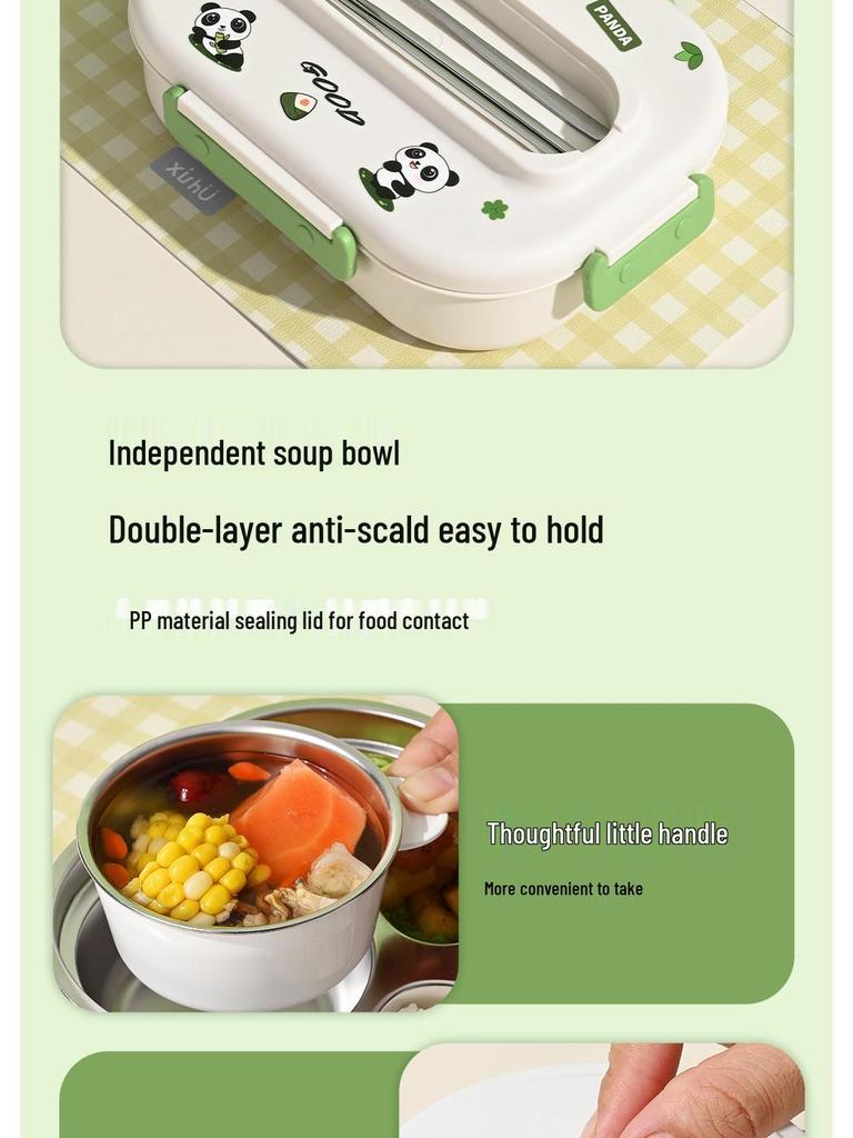 316 Stainless Steel Cartoon Lunch Box for Kids - Microwave-safe Bento for School, Dorm, or To-Go Meals