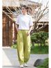 2025 Spring & Summer Loose Fit Ramie-Cotton Women's Yoga Pants - Sand-Washed Casual Bloomers
