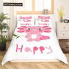 Cute Axolotl Duvet Cover Set Full Size Cartoon Salamander Bedding Set Kawaii Animals Comforter Cover Constellation Black Decor