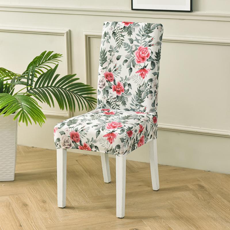 Floral Chair Covers For Dining Room Printed Stretchable Dining Chair Slipcover Washable Removable For Kitchen Hotel Restaurant