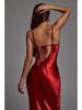 European American Women's Red Strappy Backless Slim Fit Sexy Dress