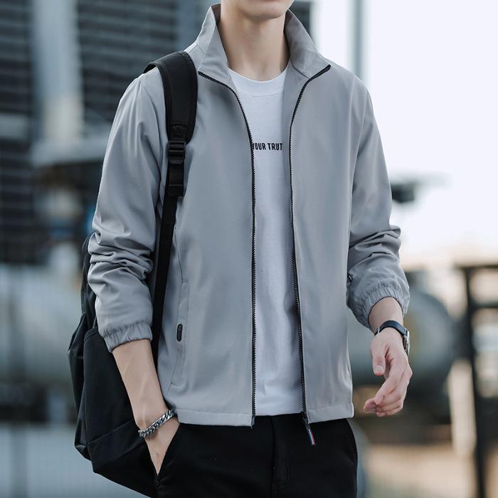 Men's 2025 Trendy Loose Fit Stand Collar Jacket - Simple Business Casual for Spring and Autumn