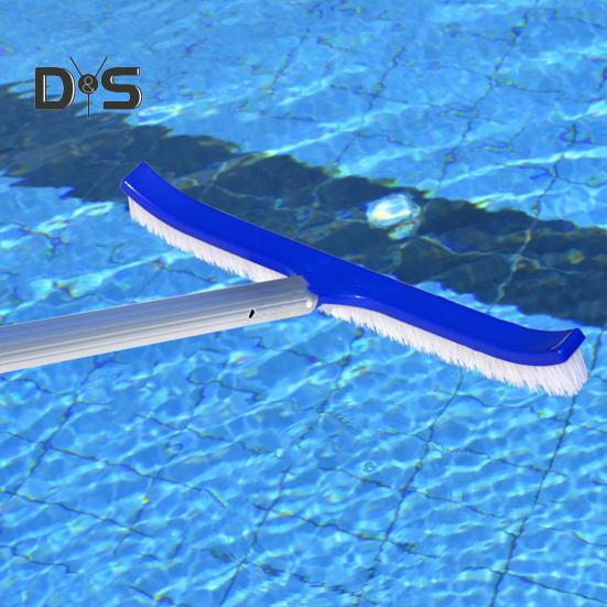 Rubber Pool Brush Head 45cm Long Cleaning Brush Pool Floor Walls High-Efficiency Curved Ends Scrub Brush