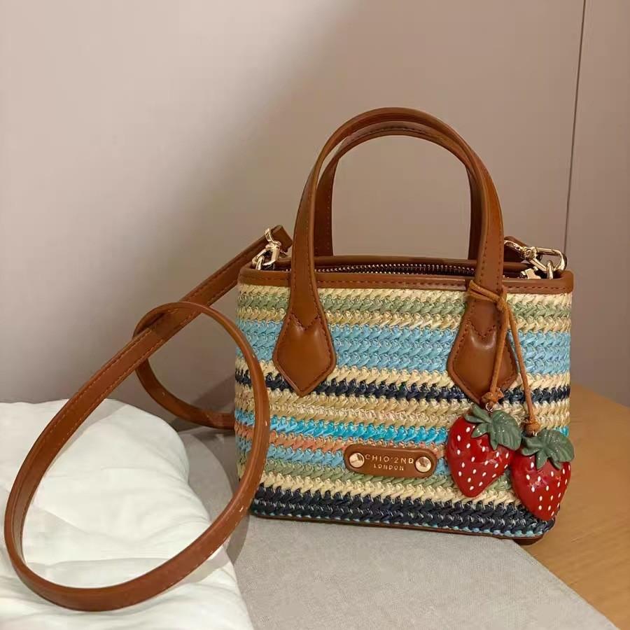 

Nanfeng Versatile Trendy Girl Berry Honey Tote Bag Women s 2025 New Summer Woven Handbag One Shoulder Crossbody Bag