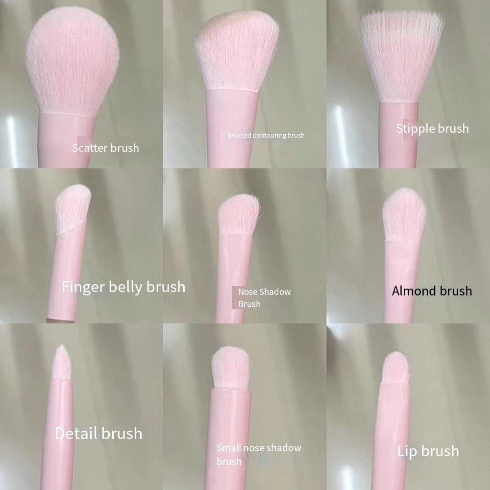 10Pcs/Set Translucent Jelly Pink Cosmetic Brush Candy Color Mini Size Makeup Brush Set   Travel