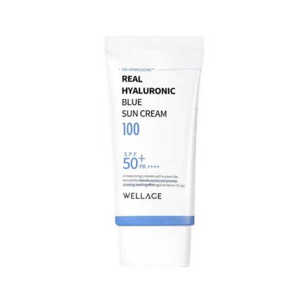 WELLAGE Real Hyaluronic Blue Sunscreen SPF50+ PA++++ Hydrating UV Protection 50ml