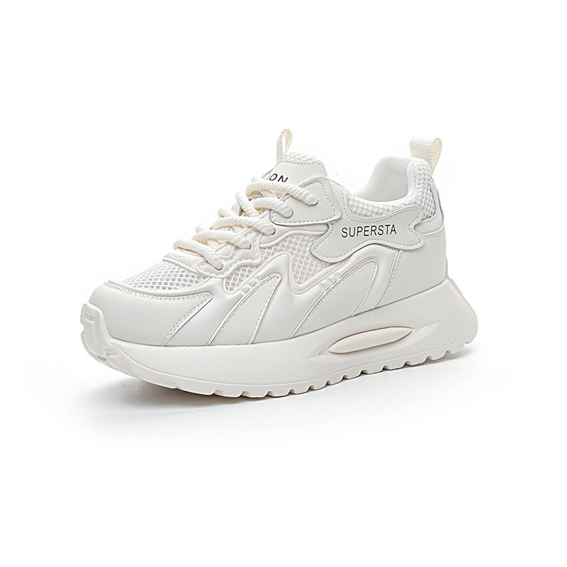 Leder-Plateau-Dad-Schuhe Frühling und Sommer Neu Mesh atmungsaktiv Innenhöhe erhöht lässig Forrest Gump Schuhe