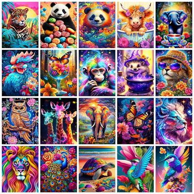 5D DIY Diamond Painting Animal Colorful Lion 30x30cm Round Drill Embroidery Butterfly Owl Home Decor Cross Stitch Kits