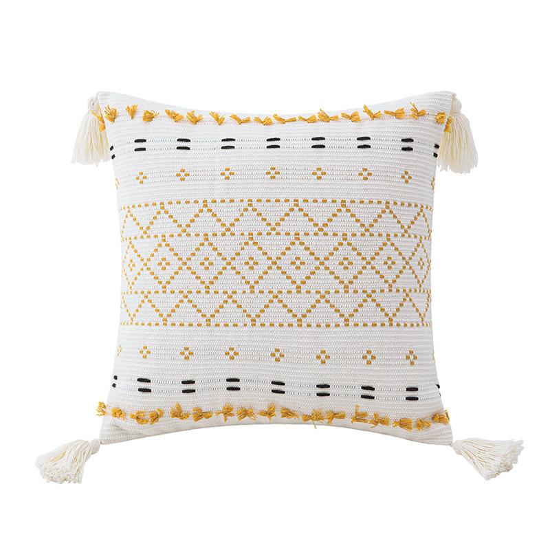 

Бохо Полосатая Наволочка Вышитая Жаккардовая Кисточка Подушка Чехол на Подушку Пасторальный Стиль Кисточка Подушка 45 * 45Cm without core