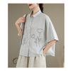 DIMANAF 2026 Women Plus Size New Summer Blouse Shirt Short Sleeve Embroidery Casual Loose Lady Tops Shirts Cotton