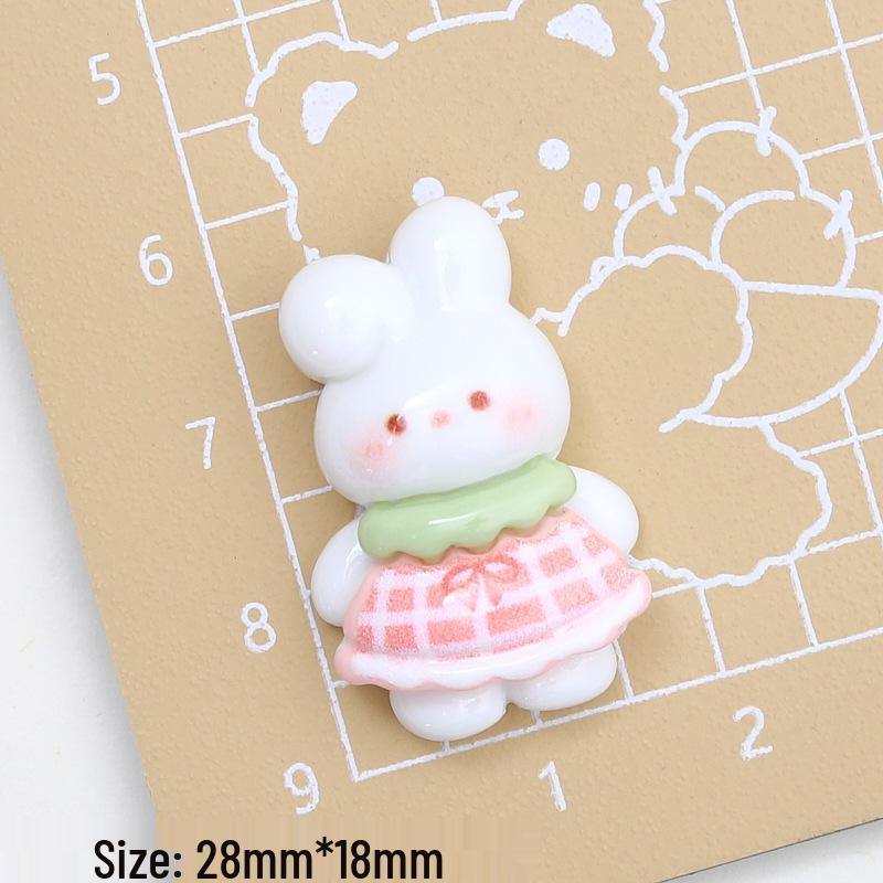 Pink & White Rabbit Cartoon Resin Shoe Charms for DIY Jewelry & Hair Clips