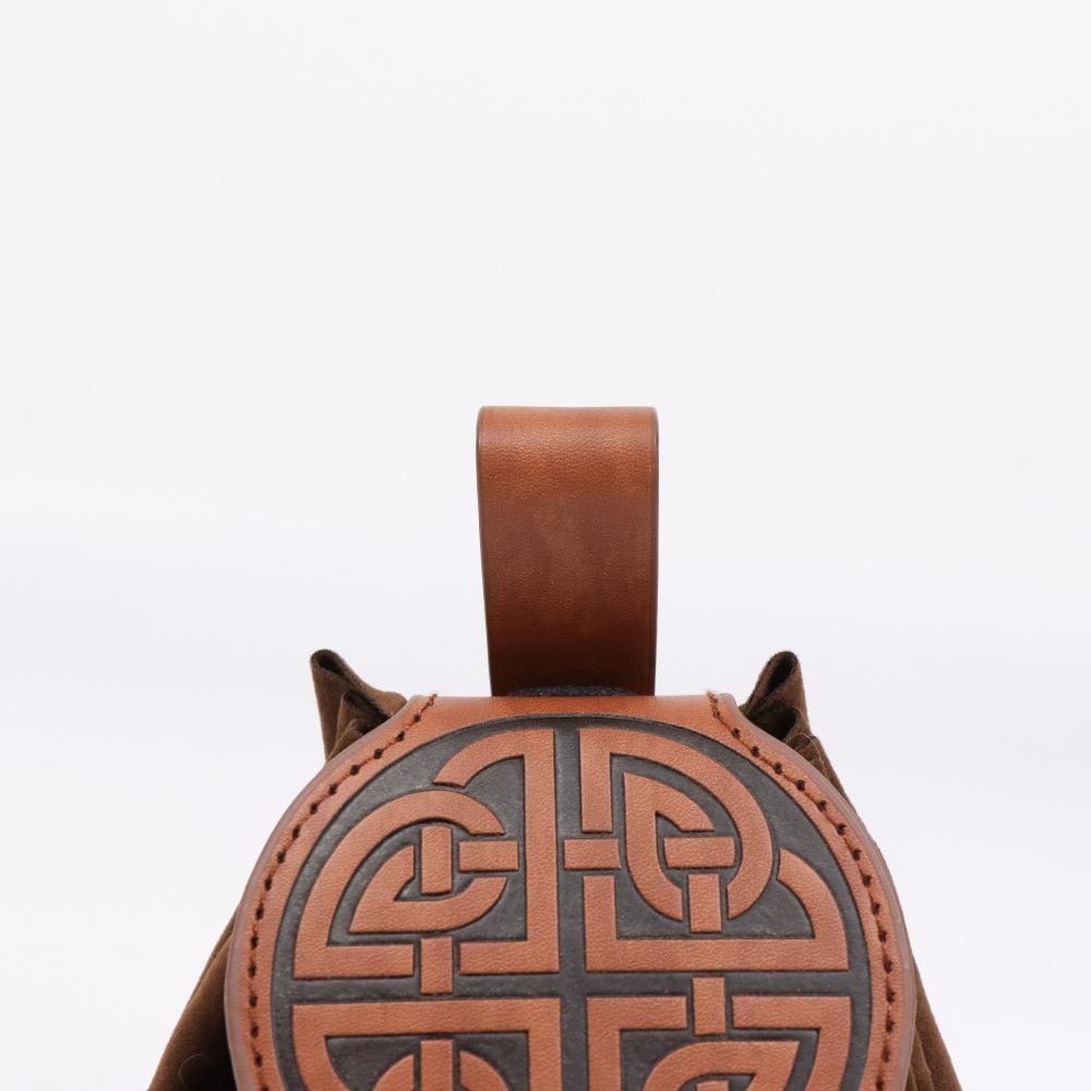 Medieval Embossed Faux Leather Belt Bag, Retro Renaissance Portable Waist Pouch Coin Purse Dice Bag For LARP Ren Faire