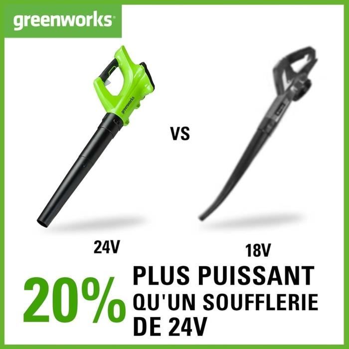 Souffleur à Batterie - Greenworks - G24ABIIK2 - 145 km/h - 24V - Compact et Léger
