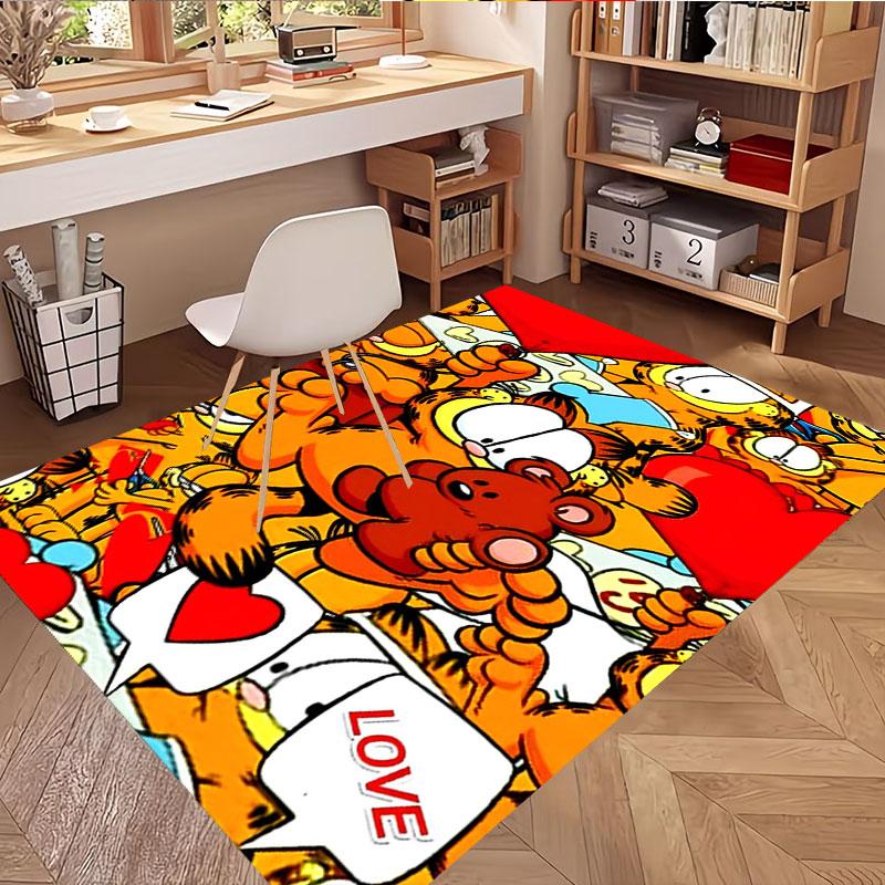 Garfield Print Rug, Washable Floor Carpet, For Entryway Dorm Laundry Room Office Study, Home Decor Birthday Christmas Gift