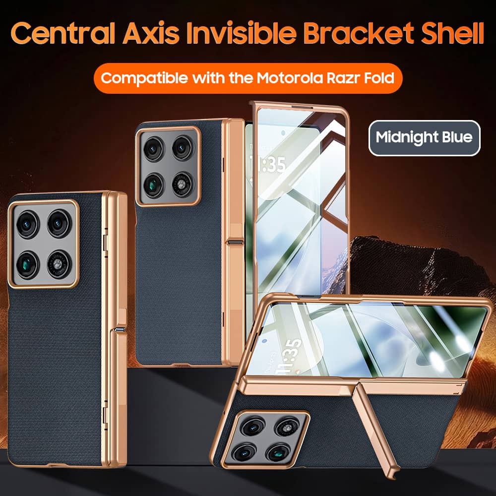 WEFOR Custodia per Motorola Razr Fold, Cover Sottile Antiurto con Protezione Cerniera, Cavalletto Nascosto, Pellicola Protettiva Integrata
