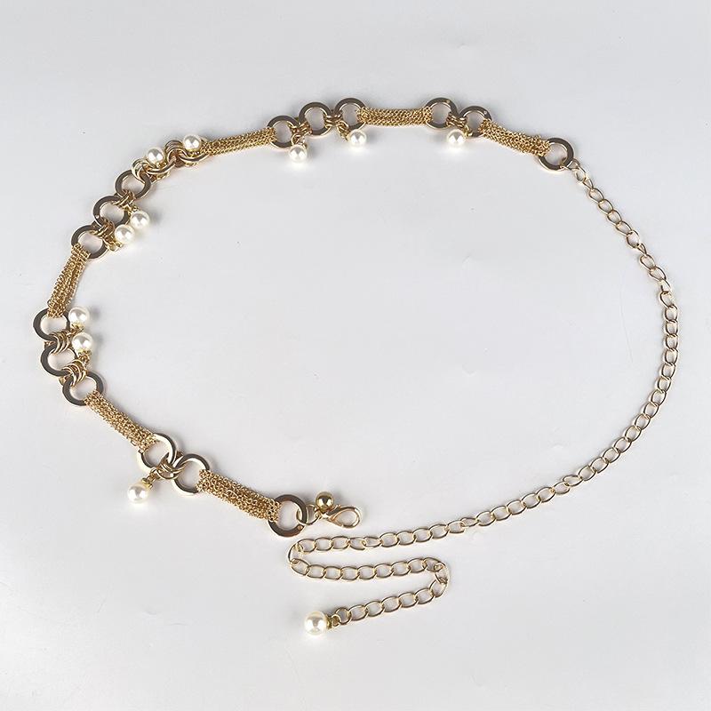 Ladies' Temperament High-End Waist Chain Pearl Women'S Metal Chain With Skirt Dress Sweater Decorative Belt