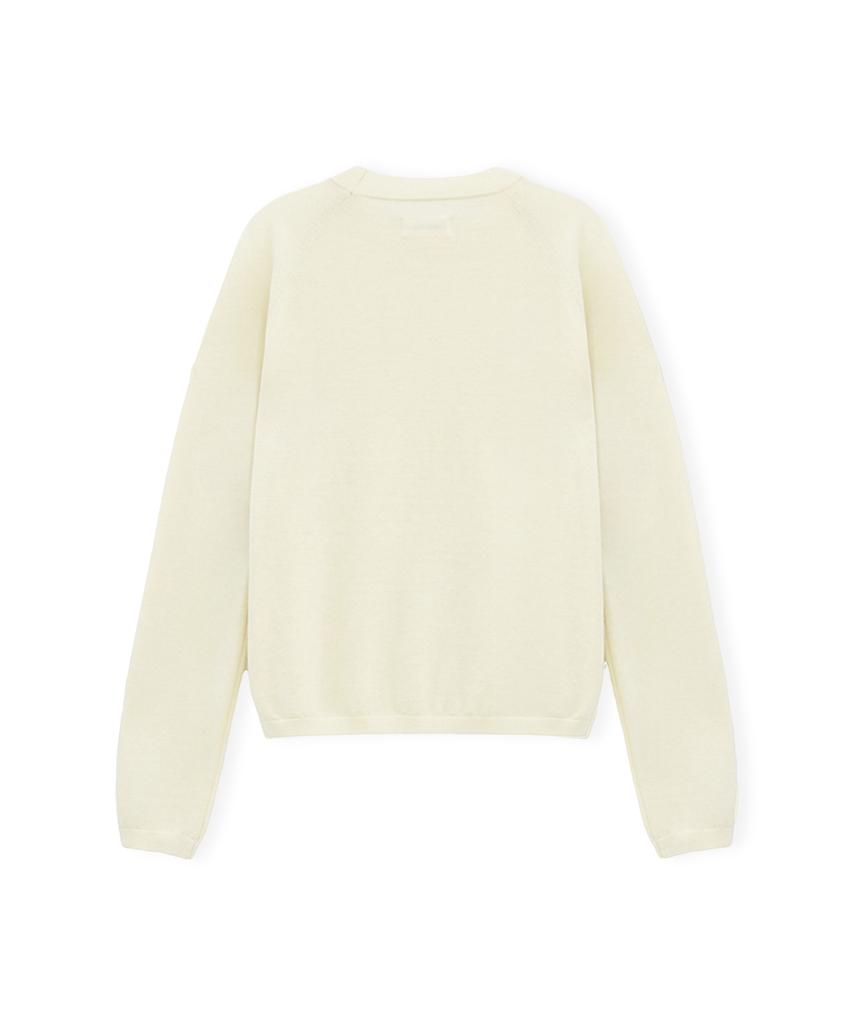 BROWNYARD W Super Fine Bound Neck Knit, Ivory
