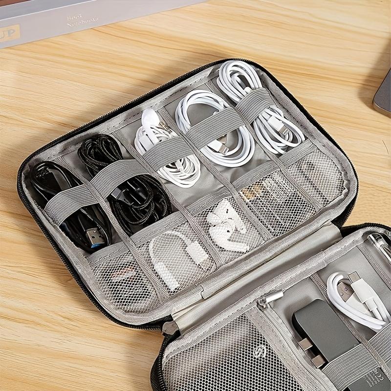 

Dual-Layer Data Cable Organizer Portable Power Bank Case for Travel Multi-Purpose Digital Accessories Storage Bag Single 25.5*19.5*7.5 чорний