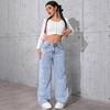 New Women's High Waist Straight Leg Jeans, Sweet & Spicy Style Loose Fit Denim Pants for Summer, Trendy Versatile Casual Trousers