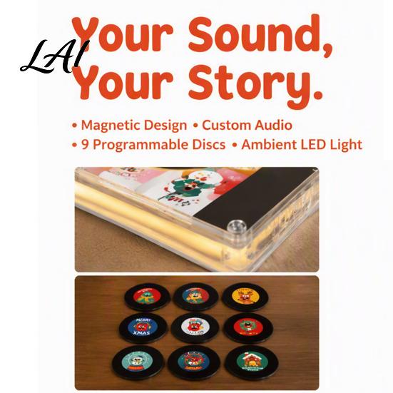 Interactive Music Theme Gift Programmable Vinyl Record Player Fridge Magnet with 9 NFC Records Retro Aesthetic Magnetic Personalized Sound