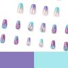 24 Pieces Wearing Nail Removable Nail Art Piece French Gradual Change Flash Diamond Fake Nail Nail Nail Art Sticker