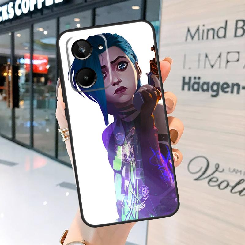 Arcane Jinx Vi Anime For Realme C30 C11 C15 C21Y C25 C33 C35 C55 GT Neo 3T 2T 5 3 8 9 10 11 Pro Plus Phone Case