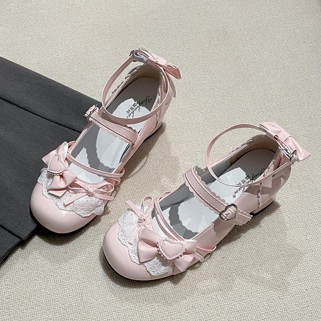 Black French ballet style light mouth thick heel single shoes women's summer 2025 new with skirt heightening Mary Jane lo shoes