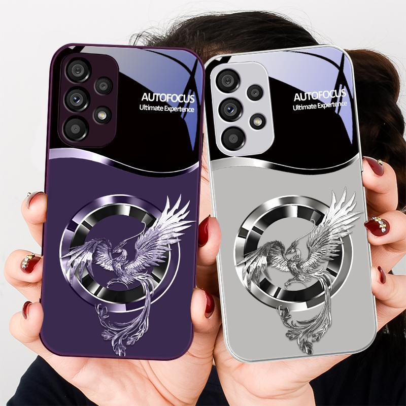 Circle Phoenix Gold Samsung Galaxy S23 24 Plus S20 21 FE S25 Ultra A70 72 73 51 52 53 Tempered Glass Phone Case