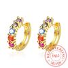 Fashion Jewelry 925 Sterling Silver Colorful Crystal Stud Earrings For Women Romantic Earring Brincos Pendientes