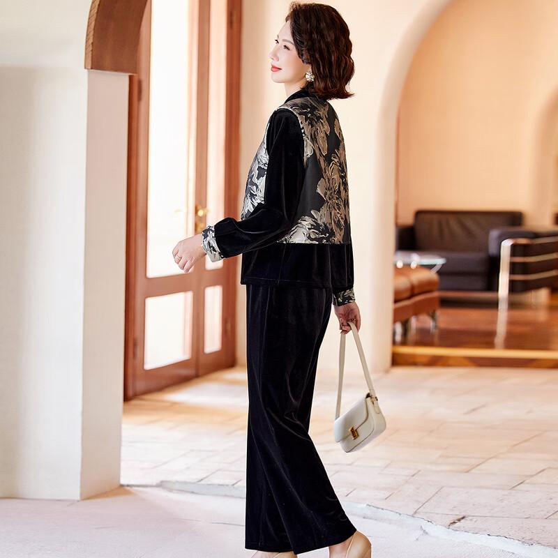 Pasite Women's New Chinese Style Two-Piece Top and Pants Set