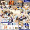 Kids Tool Set DIY Nut Assembly Toy Kit STEM Building Tools Montessori Toys Gifts for Boy Girl Electric Drill Tool Box Optional