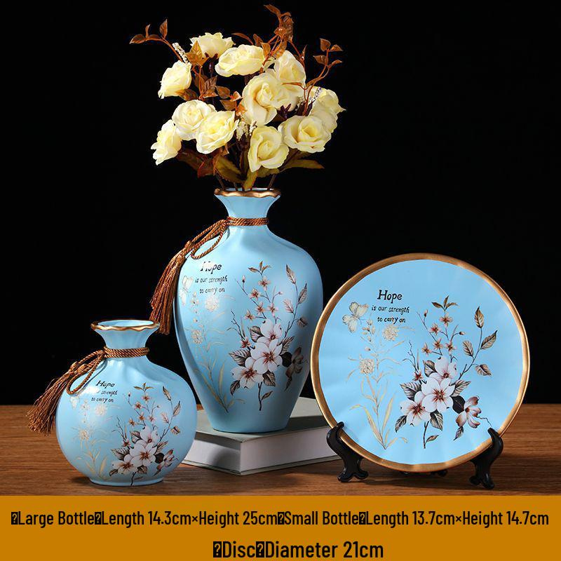 American-European Ceramic Vase Set: Elegant Three-Piece Home Decor for Living Room, Flower Arrangements, and Entryways