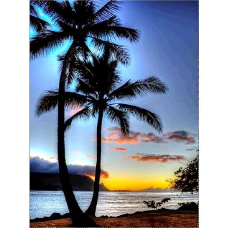 5D DIY Flower Diamond Painting Scenery Sea Sunset Diamond Embroidery Full Round Drill Rhinestone Mosaic Home Decor Gift