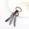 Vintage Pendant Hand Woven Leather Keychains for Men Car Key Chain Women Tassel Feather Keyring Charm Jewelry Friends Gift