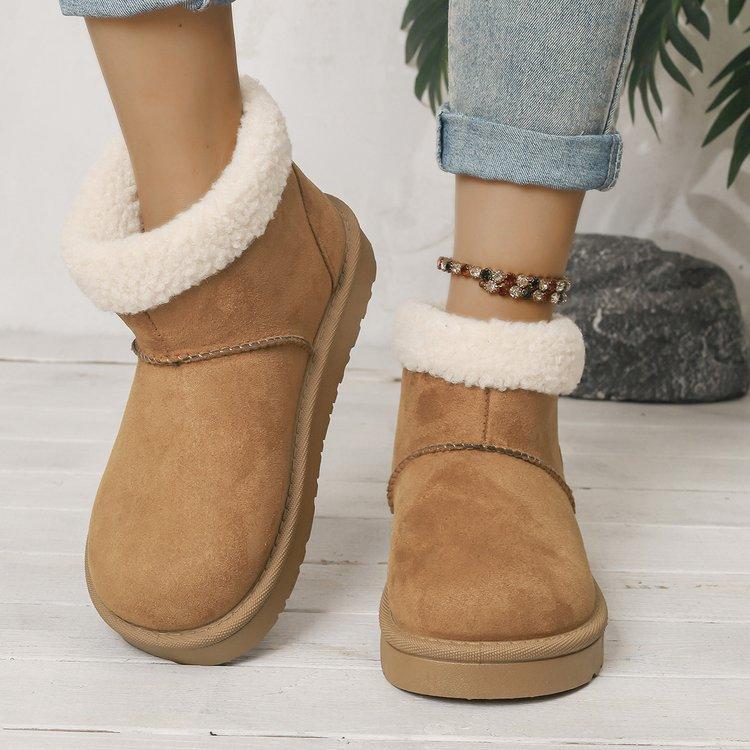 Fashion New Fashionable Elegant Women Snow Boots Winter Flat Wear-resistant Soft Students Plus Velvet Warm Ankle Boots Women's Fur Boots