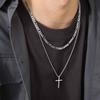 Collier Croix Tendance pour Hommes Garçons, Colliers Pendentifs Croix Simples en Acier Inoxydable, Ensembles de Bijoux Masculins