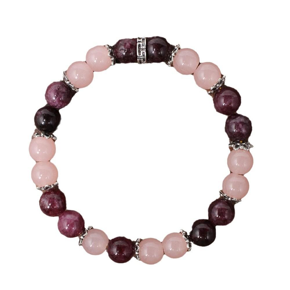 

Natural Rose Quartz Garnet Beaded Bracelet With Silver Accents Minimalist Fashion Jewelry Suitable For Daily Wear And Gifting