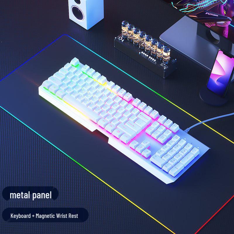 Silent Wired Mechanical-Feel Keyboard and Mouse Set for Gaming, Office, and Desktop Use