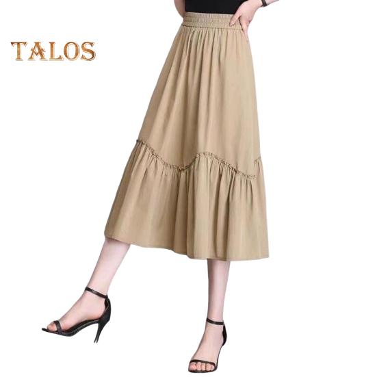 

Женская юбка миди, эластичная юбка А-силуэта с высокой талией, длинная юбка с карманами, однотонная тонкая юбка, утягивающая юбка XL хаки