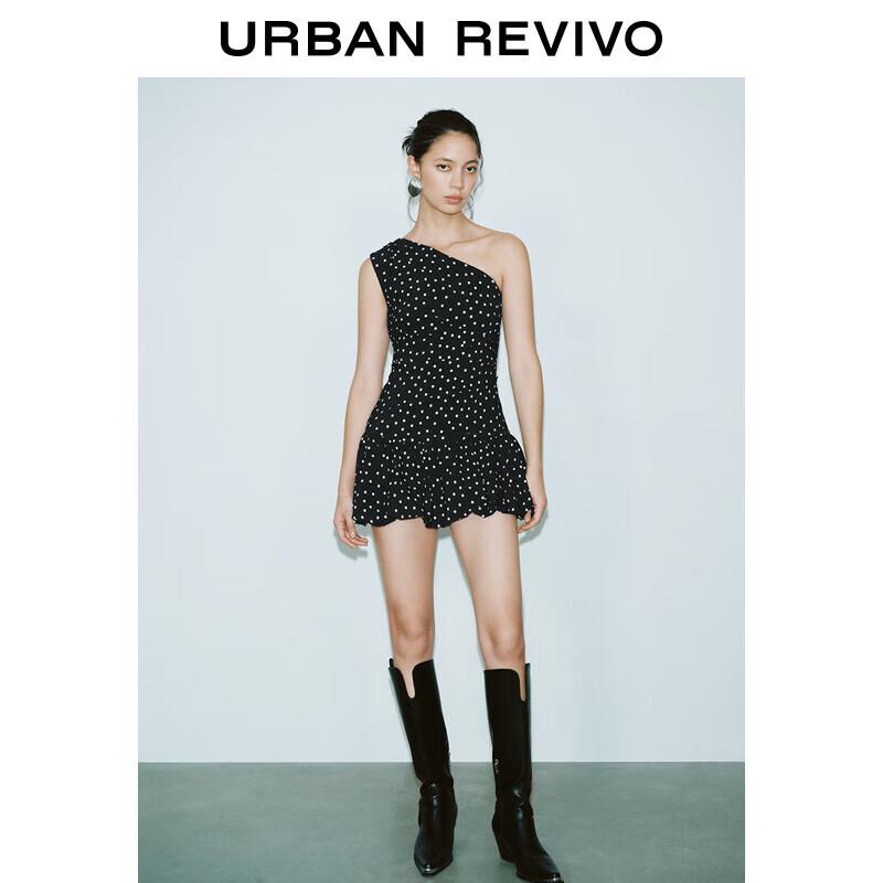 

UR 2025 Women s Polka Dot Asymmetrical Neck Mini Dress XL