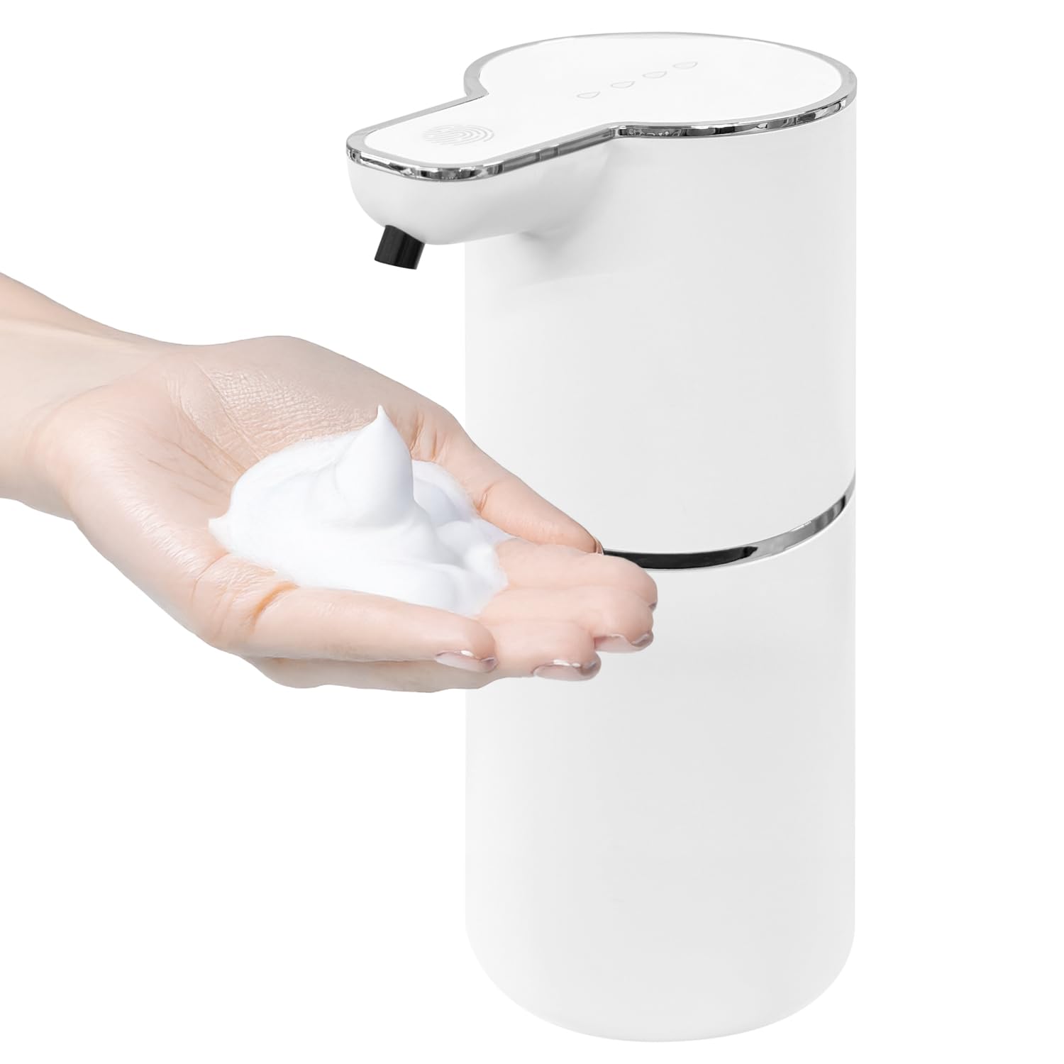 

Rise Japan Sensor-Activated Automatic Foaming Detergent Dispenser, USB Rechargeable, 350ml, IPX5 Waterproof, 4-Level Adjustment, Compact, White