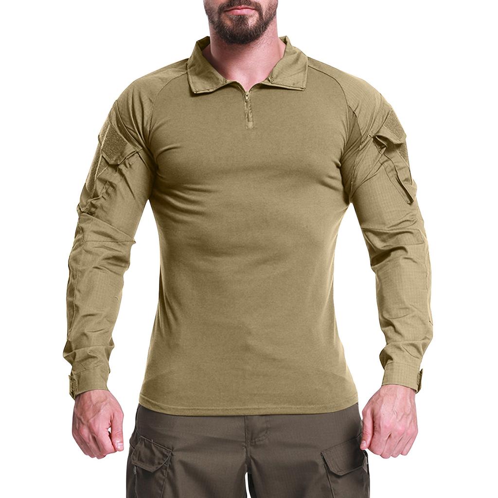 Men's Solid Color Zipper Lapel Loose Long Sleeve Top Men's Casual Fashion Long Sleeve Top