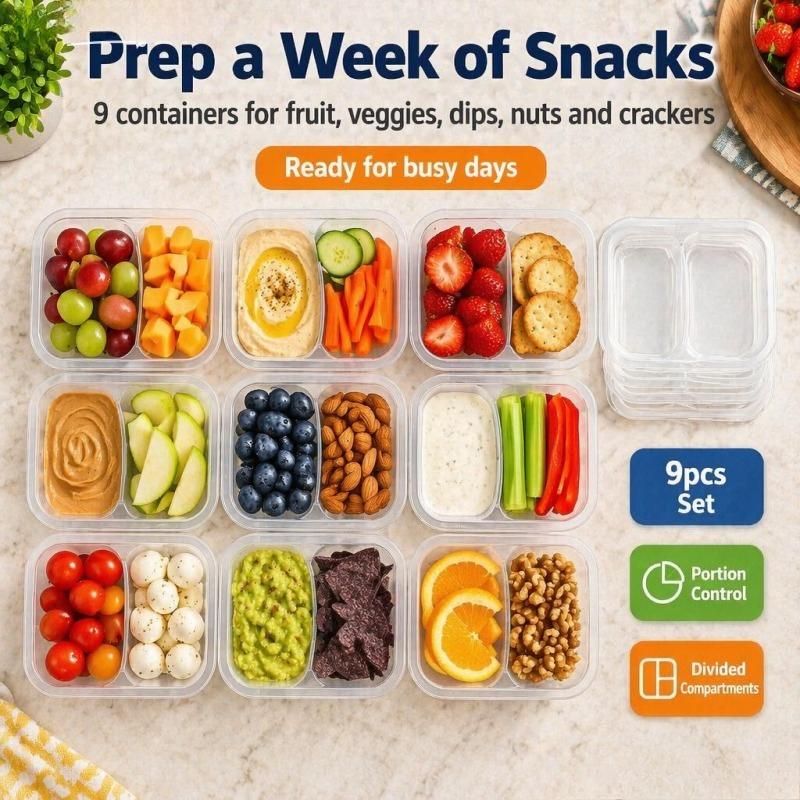 20Pcs Disposable Compartment Food Containers Plastic Meal Prep Containers Fruit Packing Boxes Clear Portion Sauce Cups With Attached Lids