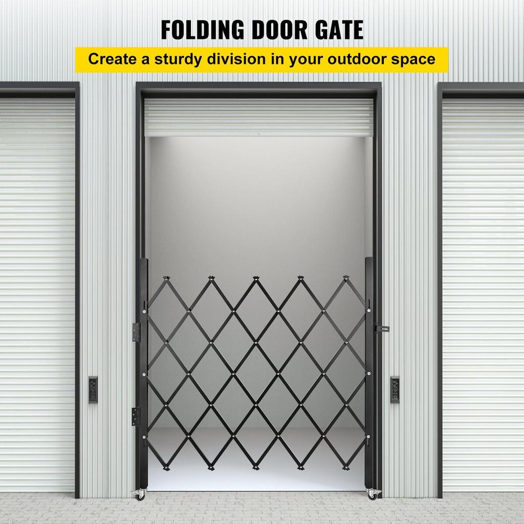 Single Folding Security Gate, 94 × 122 cm(W × H) Folding Door Gate, Steel Accordion Security Gate, Flexible Expanding Security Gate, 360° Rolling