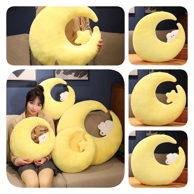 Cute Cartoon Moon And Star Plush Pillow Toy For Girls