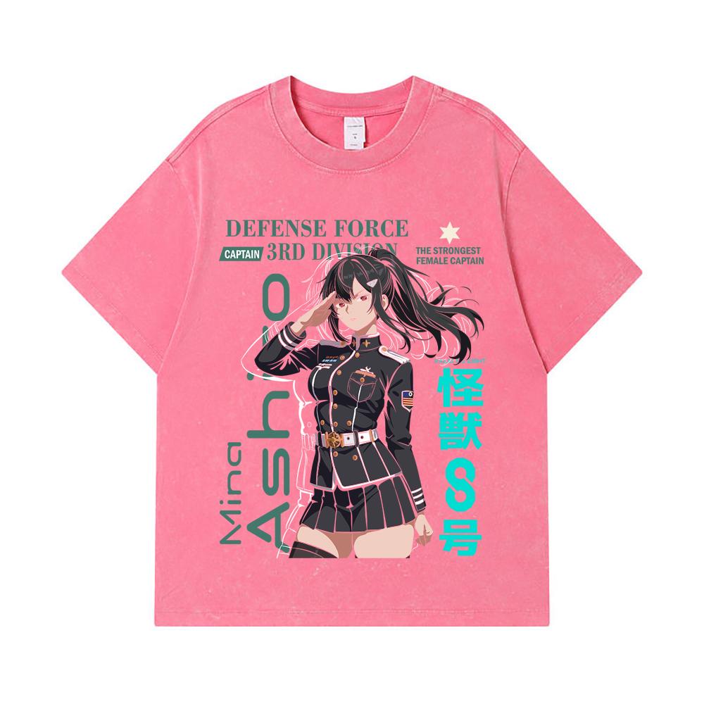 275 GSM Washed T-shirts 100% Cotton Kaiju No 8 V16 Mina Print Unisex Heavy Cotton T Shirt