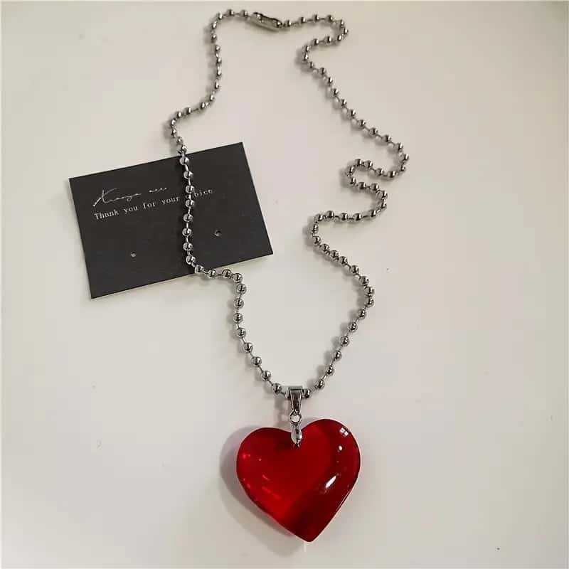 Gothic Punk Hip Hop Cross Necklace - Y2K Red Heart Thorn Chain Personalized Trendy Accessories