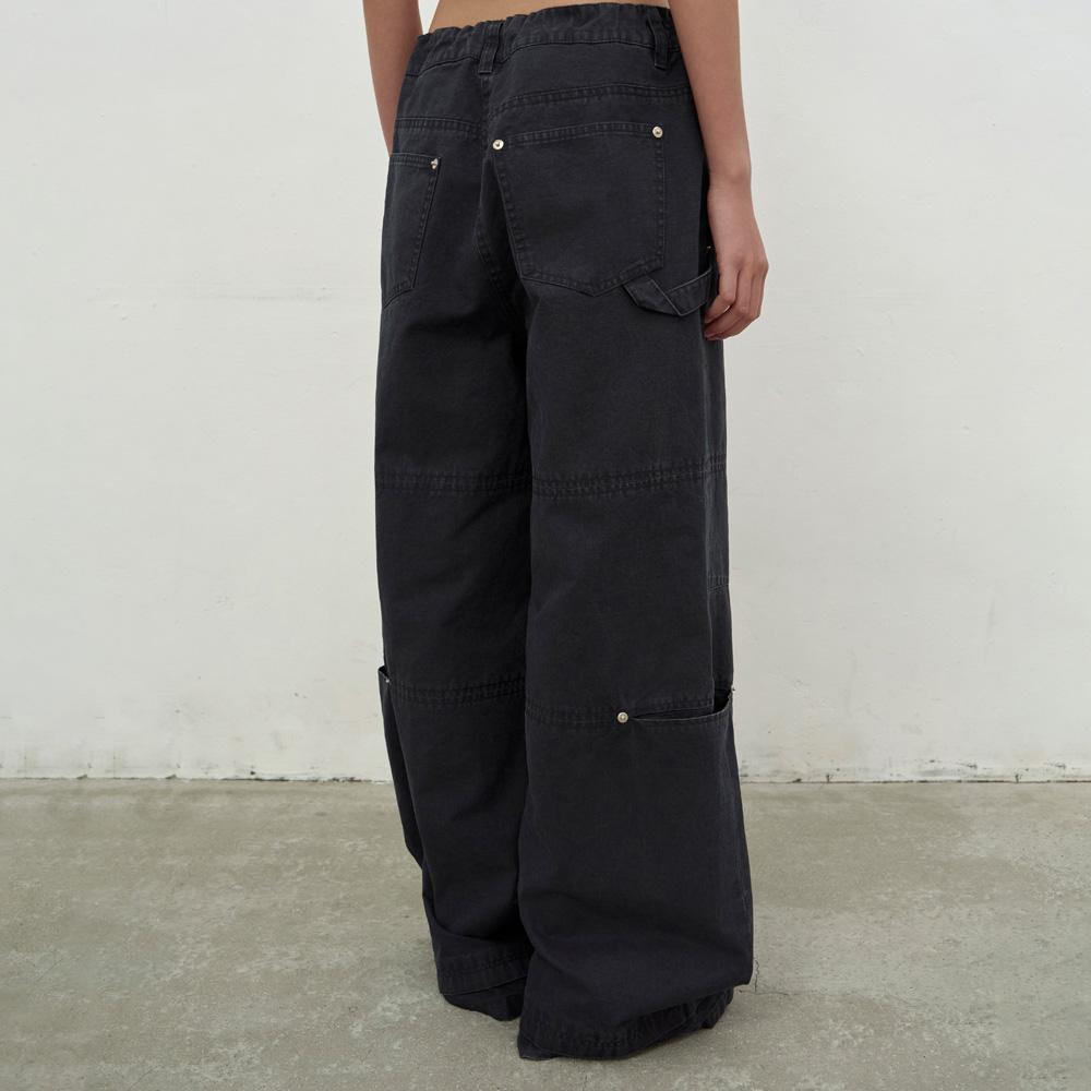 LCDC™ Washed String Wide-Leg Trousers (Dark Gray)